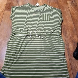Terra & Sky green stripe polyester/ rayon dress size 2X